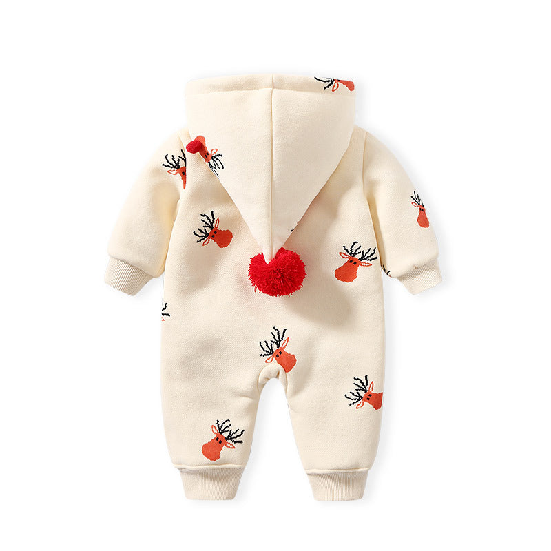 Khakifarbene, wattierte, warme Babykleidung, Krabbelkleidung für Babys