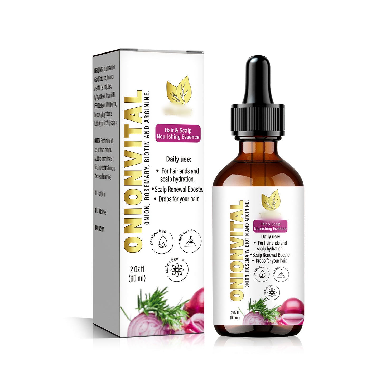 Zwiebel-Biotin- und Rosmarin-Shampoo verbessert lockiges Haar und repariert die Haarstruktur.