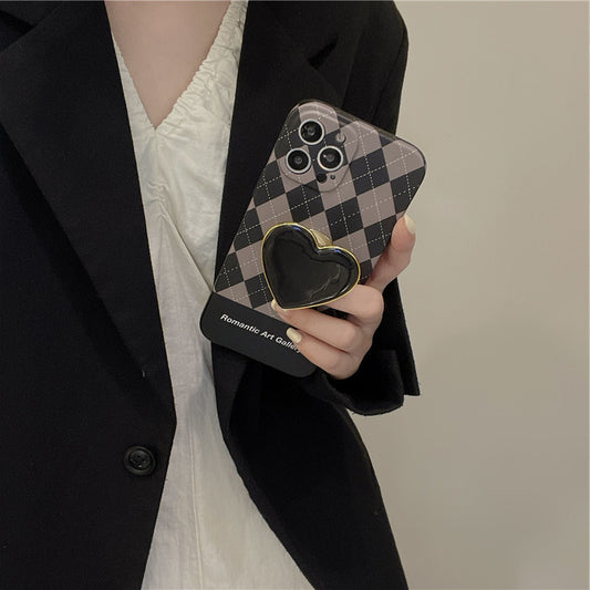 Fashion Print Retro Lingge Love Bracket Phone Case