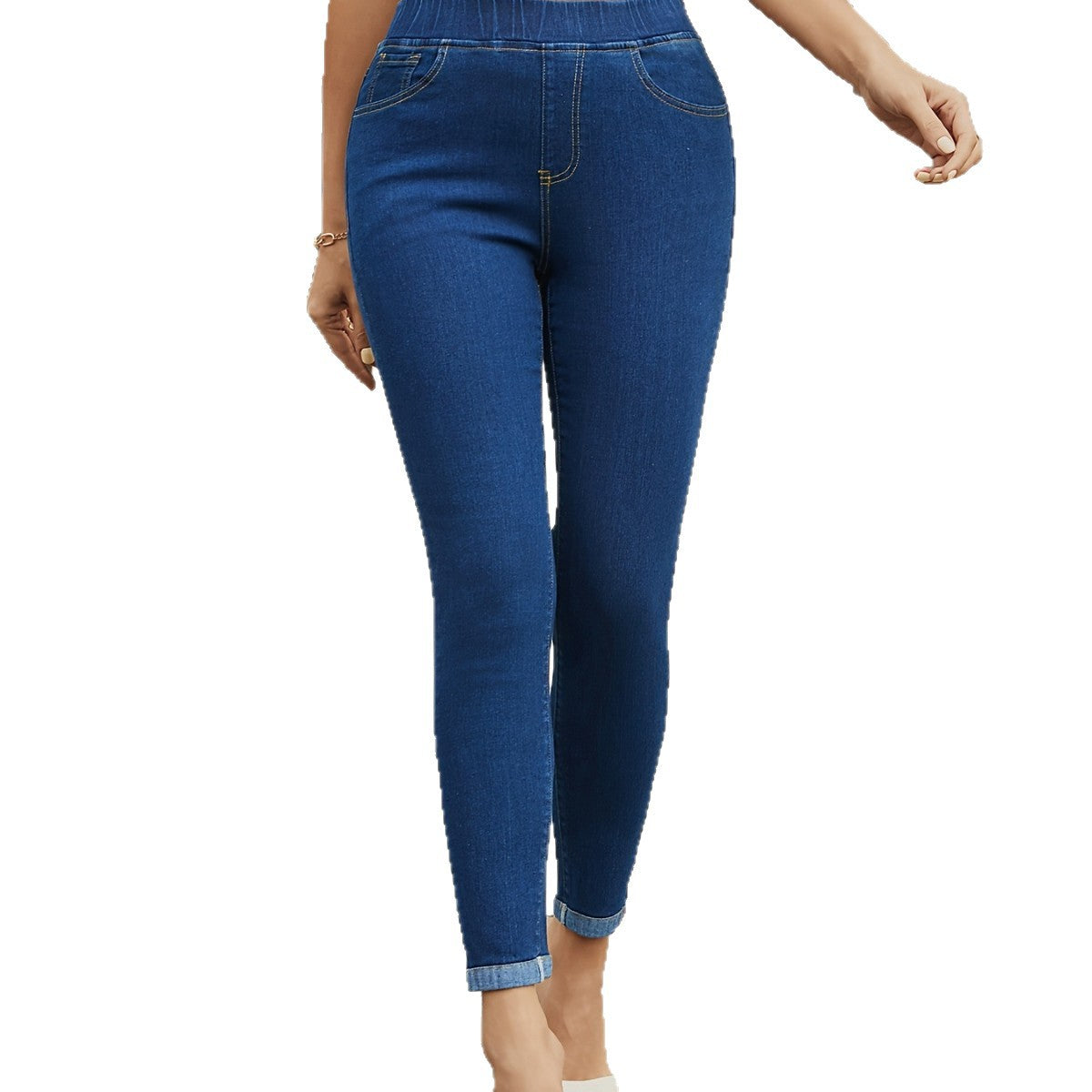Elastischer Bund, Stretch, figurformende, knöchellange Jeans