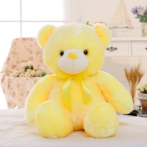 Kreativer, leuchtender LED-Teddybär, Kuscheltier, farbenfrohes, leuchtendes Weihnachtsgeschenk für Kinder, Kissen