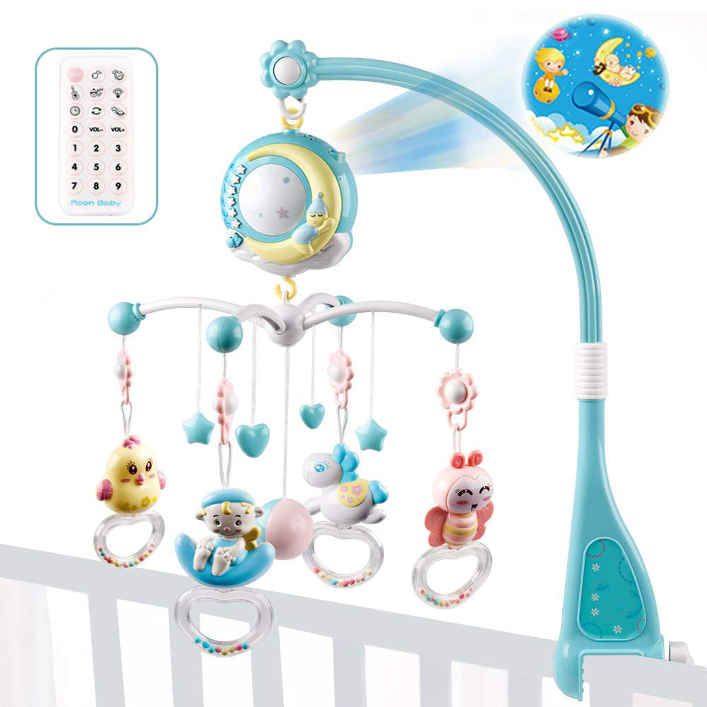 Babyrassel, Mobile, Spielzeughalter, drehbares Mobile, Bettglocke, Spieluhr, Projektion, Spielzeug für Neugeborene, Jungen