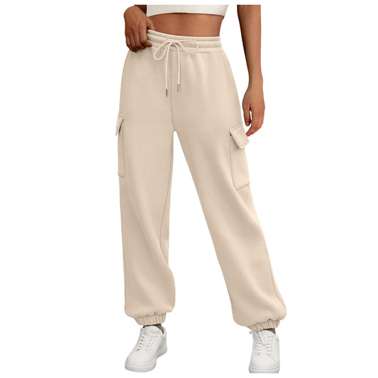 Damen-Jogginghose mit Fleecefutter, locker geschnitten, sportlich, mit Taschen – lässige und trendige Cargohose für den Herbst