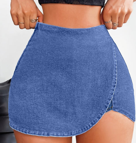 Schmal geschnittene Jeansrock-Shorts für Damen