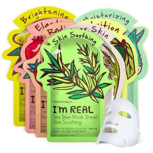 I'm REAL Skin Care Food Sheet Face Mask Feuchtigkeitsspendende, ölregulierende, aufhellende, porenverfeinernde Gesichtsmaske Koreanische Gesichtsmaske von Tony Moly Cosmetics