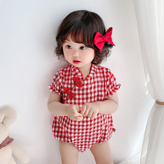 Baby-Overall, Cheongsam, Tracht, Chinesische Kleidung, Nationale Version, Klettertasche, Furz-Kleidungsset, Kinderkleidung