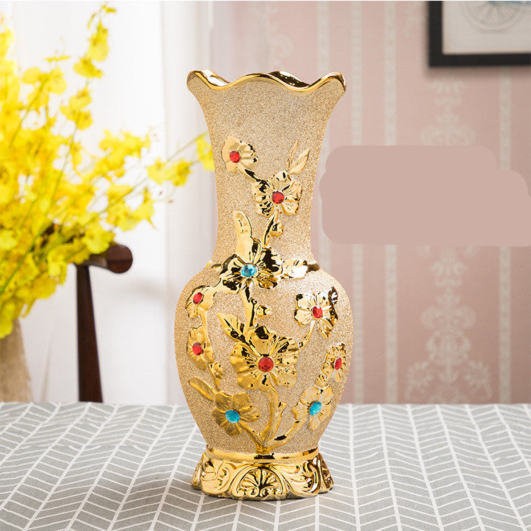 Keramikvase, galvanisiert, Gold, europäischer Stil, Wohnzimmerdekoration
