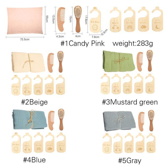 Baby Born Geschenkset Wollbürste Babyhautfreundliches Badetuch Geschenkbox für Babys ab einem Monat bis zu 100 Tagen