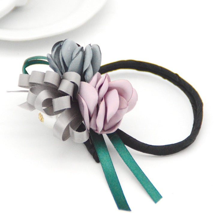 Duttfrisur, halber Dutt, Perlenblumen-Haarspange, Haargummi, koreanischer Haarschmuck, Haaraccessoires