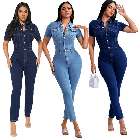 Modischer Skinny-Jeans-Jumpsuit für Damen