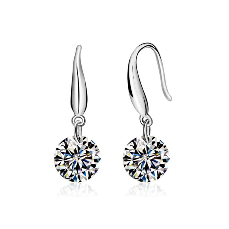Ohrringe aus Sterlingsilber mit einem einzelnen Zirkonia-Diamanten für Damen