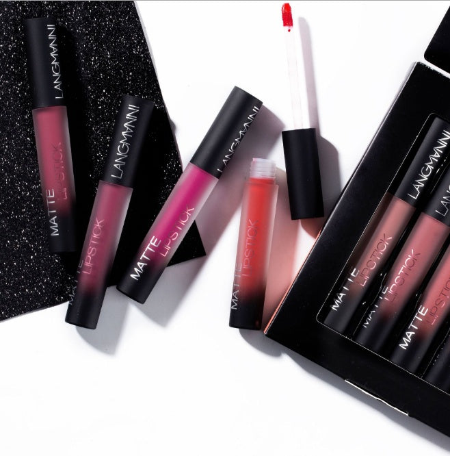 Mattes Lippenstift-Set, wasserfest, langanhaltend, samtig