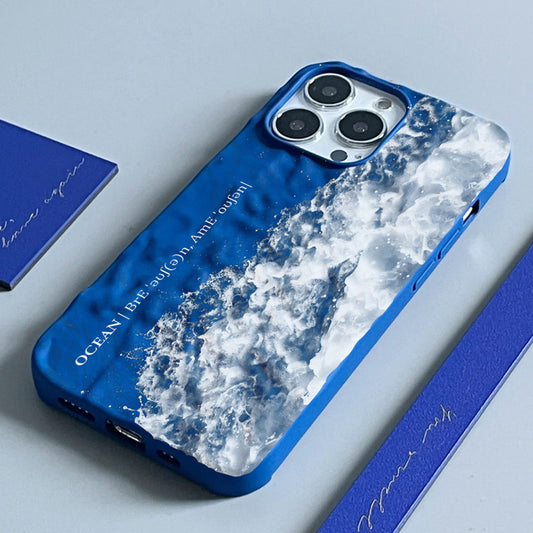 Klein Blue Sea Wave Pleated Phone Case Protector