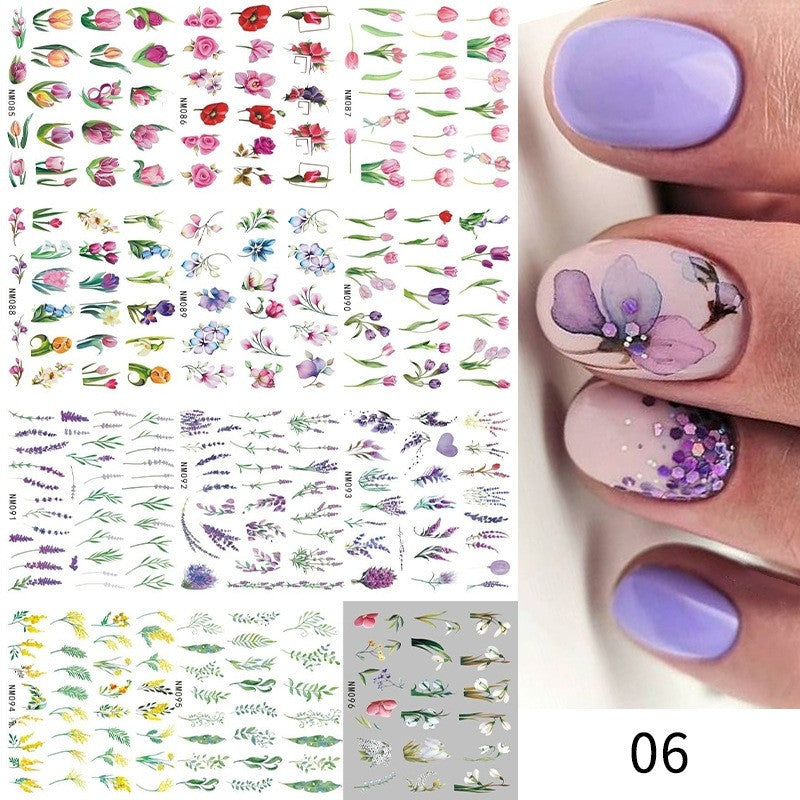Neue Nagelsticker mit europäischem und amerikanischem Feng-Shui-Muster und Blumenmotiven
