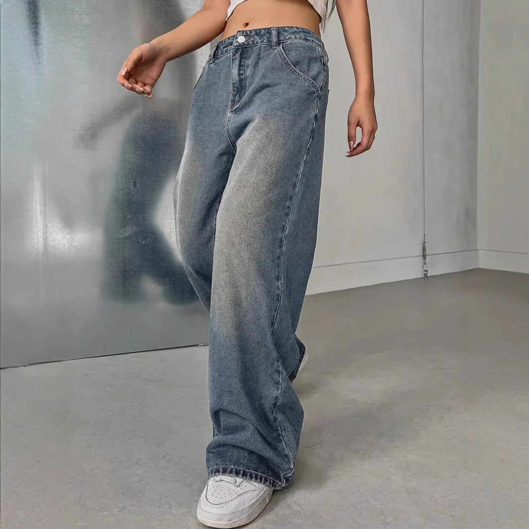 Europäische und amerikanische Damen-Jeans im Vintage-Look mit Waschung