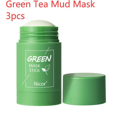 Reinigende Grüntee-Maske mit Tonerde-Stick, ölregulierend, Anti-Akne, aufhellend, Algenmaske, Hautpflege