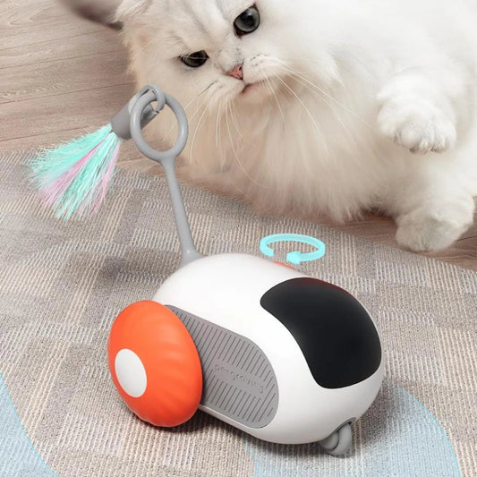 Interaktives Katzenauto mit Fernbedienung, USB-Ladefunktion, automatischer Verfolgungsjagd und Selbstbewegung – intelligentes, ferngesteuertes Spielzeug für Haustiere