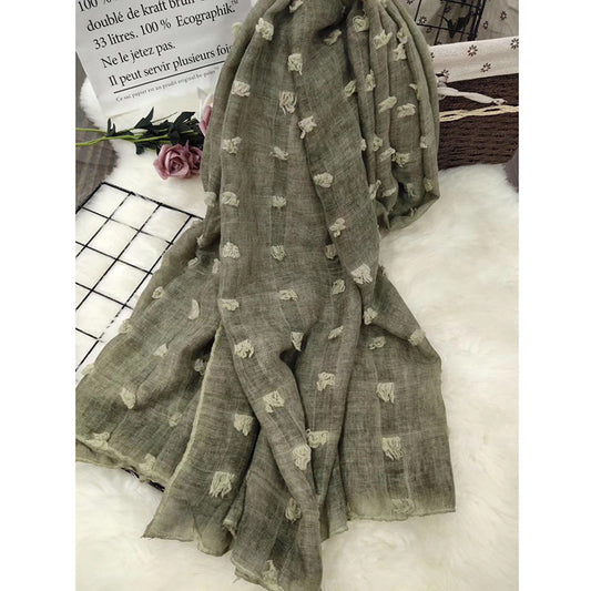 Tie Dye Cotton Linen Ball Scarf Ladies Muslim