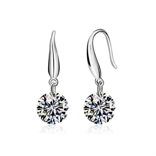 Ohrringe aus Sterlingsilber mit einem einzelnen Zirkonia-Diamanten für Damen