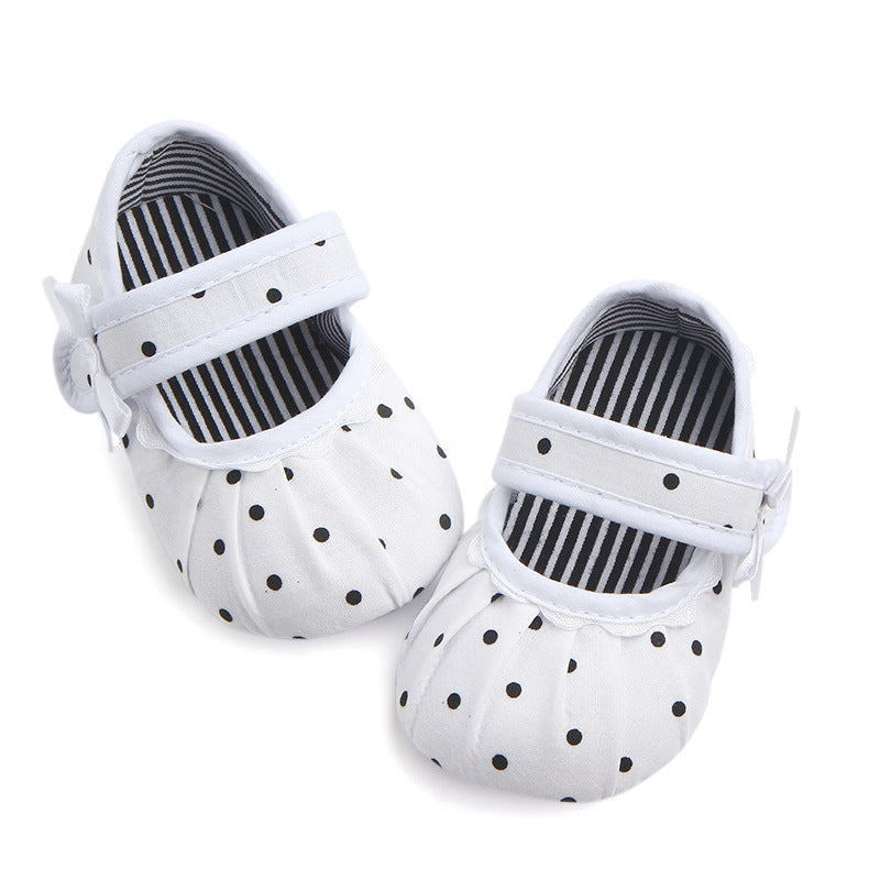 Babyschuhe für Mädchen, niedliche Prinzessinnenschuhe mit Polka-Dots, rutschfest