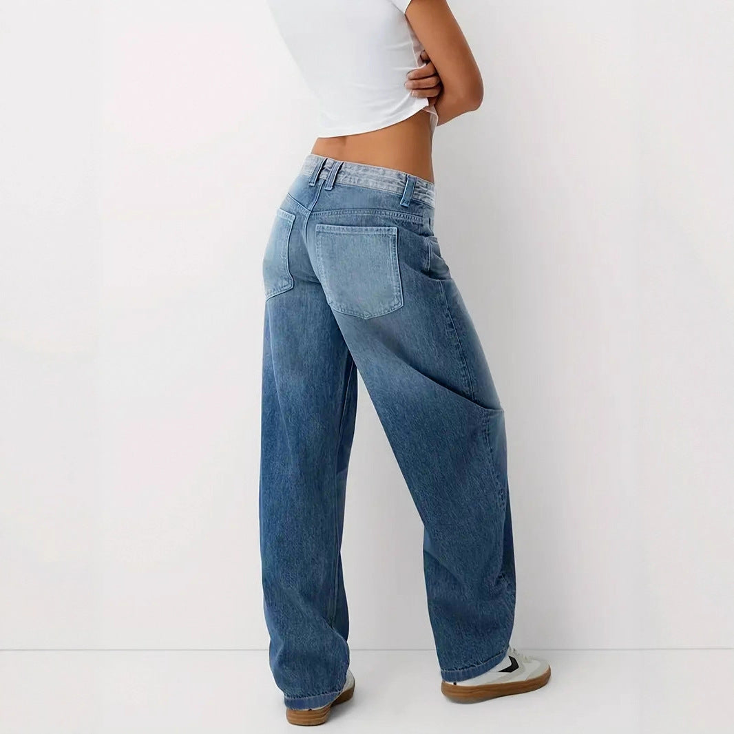 Sommerliche, dünne, locker sitzende, mittelhoch geschnittene und figurschmeichelnde Jeans mit weitem Bein für Birnenfiguren
