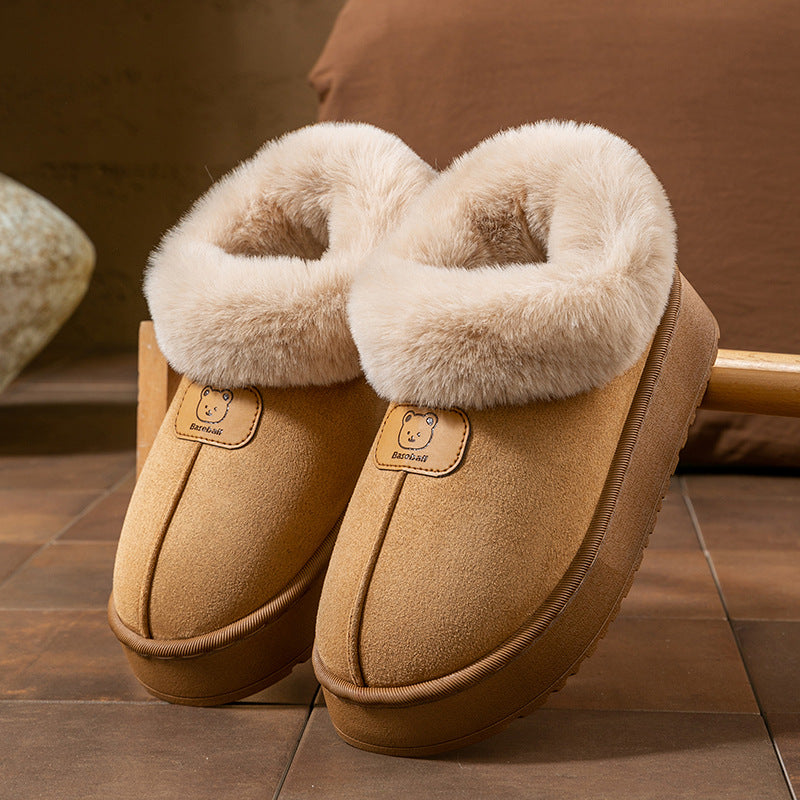 Baumwollpantoffeln mit Knöchelriemen, Damenmode, dicke Schneestiefel