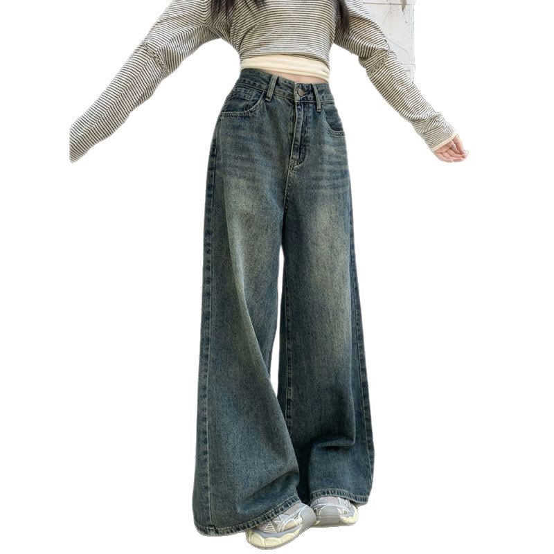 Amerikanische Retro-Jeans mit geradem, weitem Bein