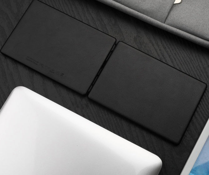Kabellose Mini-Bluetooth-Falttastatur mit Lederoberfläche für Laptops, Tablets und Smartphones