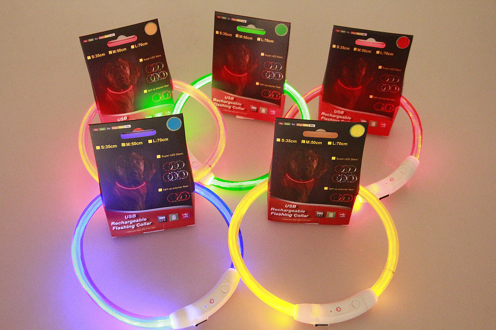 Blinkendes Haustierhalsband, USB-aufladbar, leuchtende Halskette, Sicherheitshalsband, Leuchthalsband für nächtliche Spaziergänge, elektrisches Hundehalsband, Neon