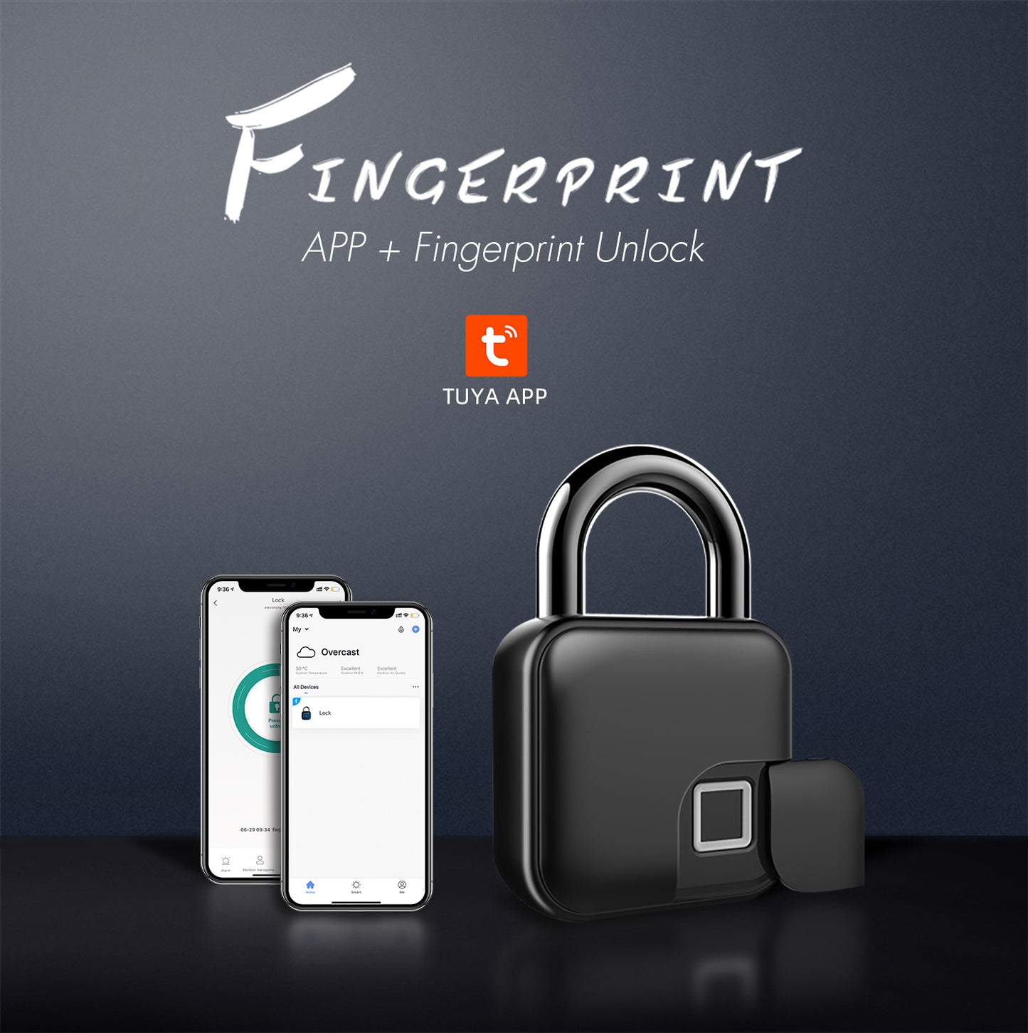 Intelligentes Fingerabdruck-Vorhängeschloss mit Bluetooth-Funktion, Diebstahlsicherung für Studentenwohnheime, Fernbedienung