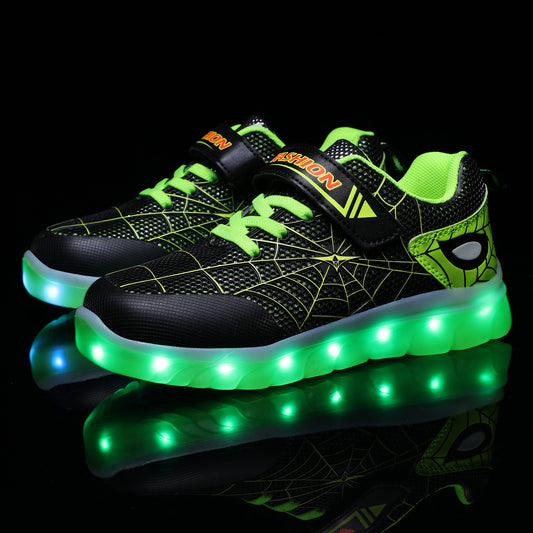 LED-Leuchtschuhe für Kinder, Größe 26-37, USB-aufladbar, Klettverschluss