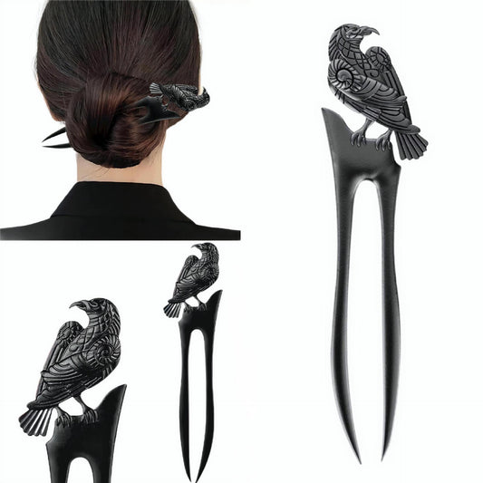 Retro Crow Doppelseitige dreidimensionale Haarnadel