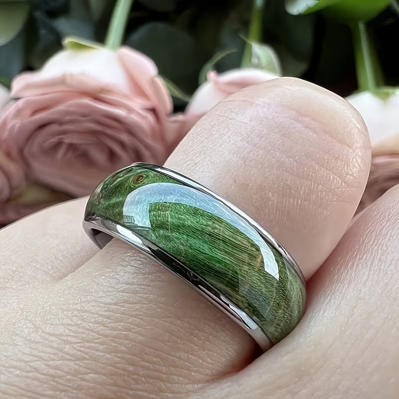 Eleganter grüner Holzmaserungsring