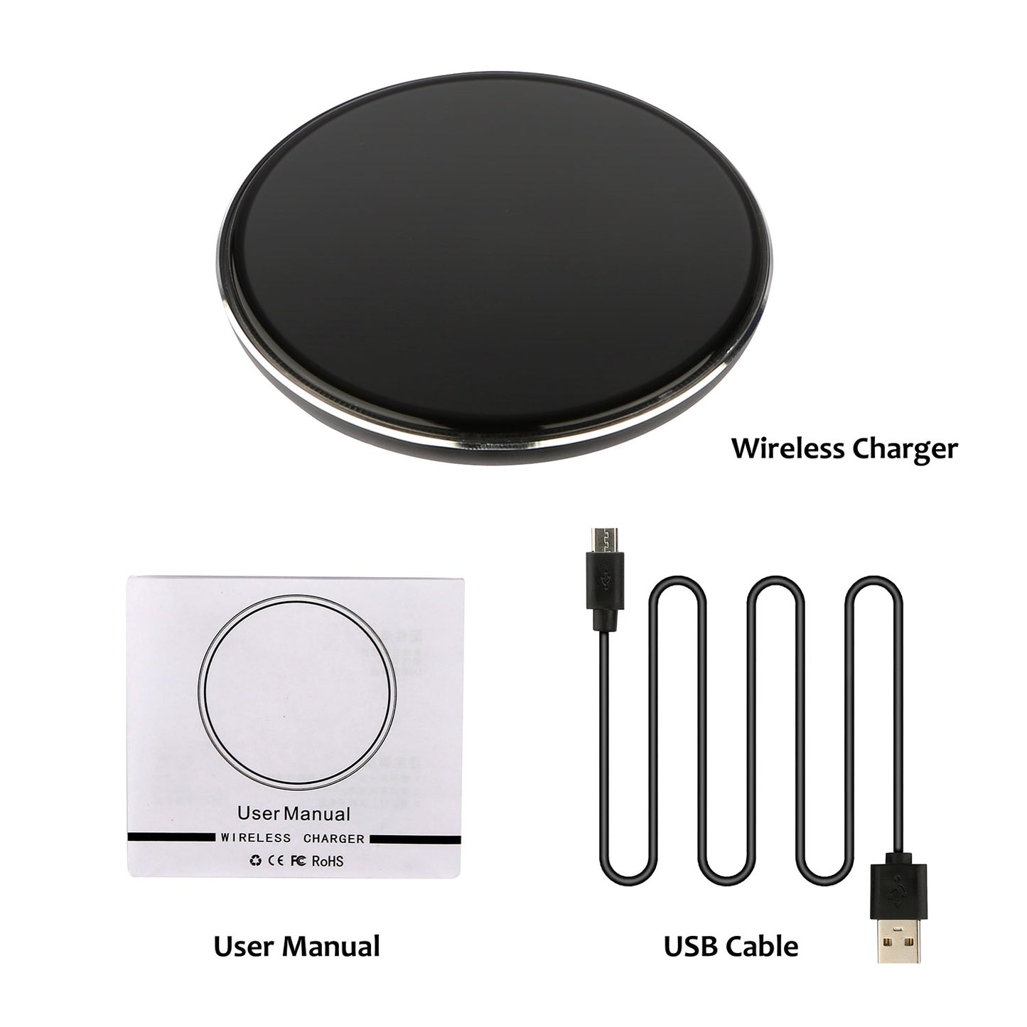 1 Stück kabelloses Ladegerät, Qi-zertifiziert, ultradünnes 5-W-Ladepad für iOS-Smartphones XS Max, XR, XS, X, 8, 8 Plus, Galaxy S10, S9, S8, S7