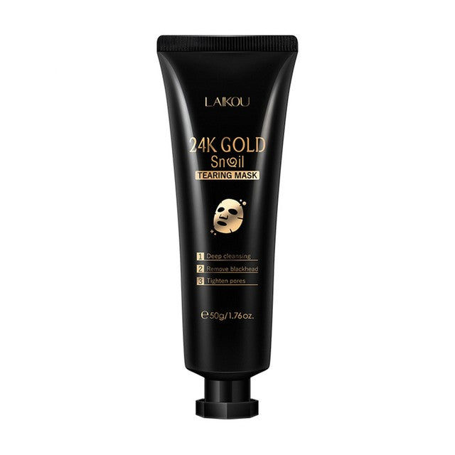 Feuchtigkeitsspendende Abreißmaske mit Goldfolien-Schneckenmotiv
