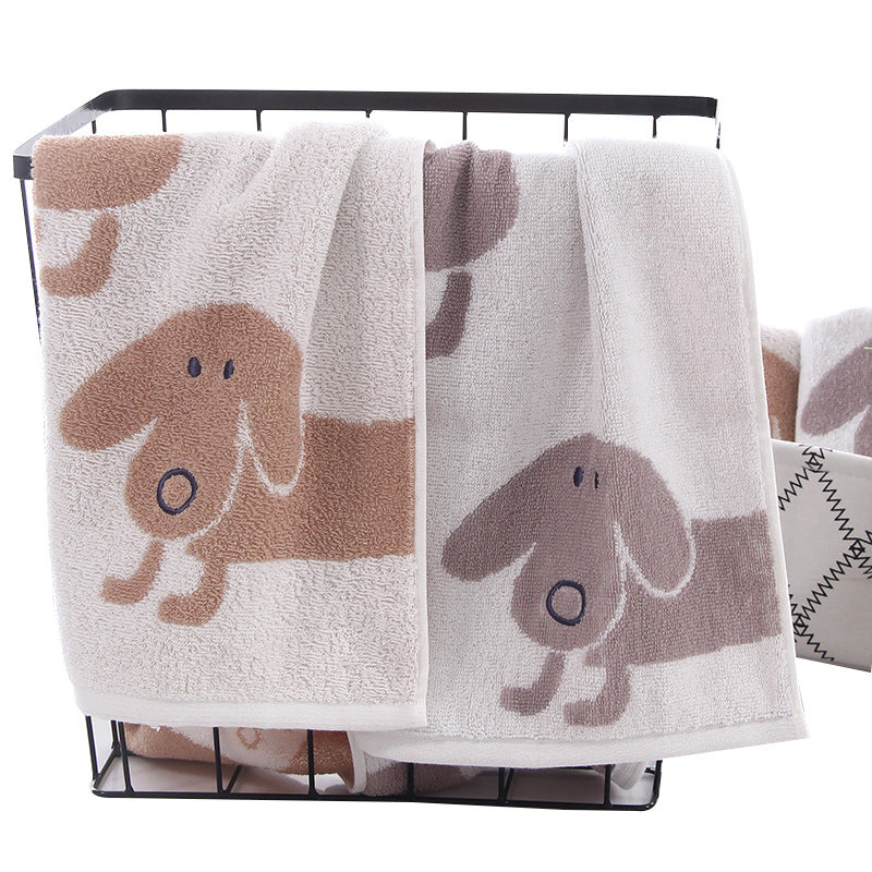 Handtuch mit Cartoon-Hund-Stickerei, Waschhandtuch