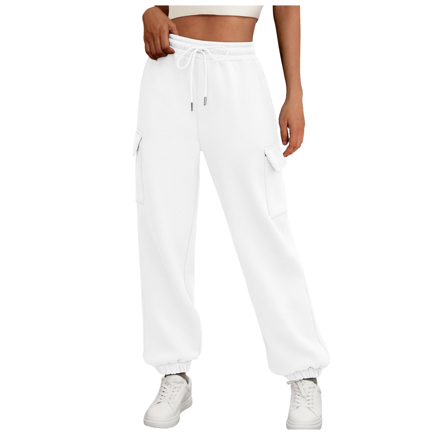 Damen-Jogginghose mit Fleecefutter, locker geschnitten, sportlich, mit Taschen – lässige und trendige Cargohose für den Herbst