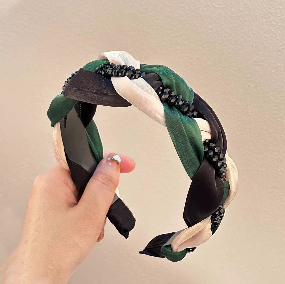Gedrehtes Haarband mit Perlen, handgefertigtes Haarband