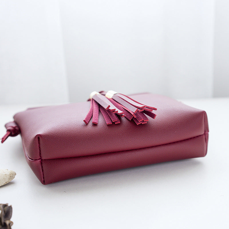 Mini-Umhängetasche mit Quasten für Damen, ideal für Handy und Münzen