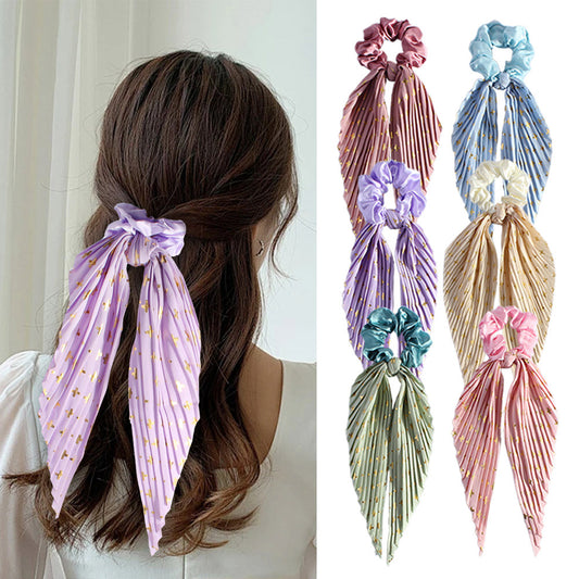 Niedliches Seidenhaarband mit Blumenmuster, Haargummi im Retro-Stil, elastisch bedruckt, für Damen und Mädchen