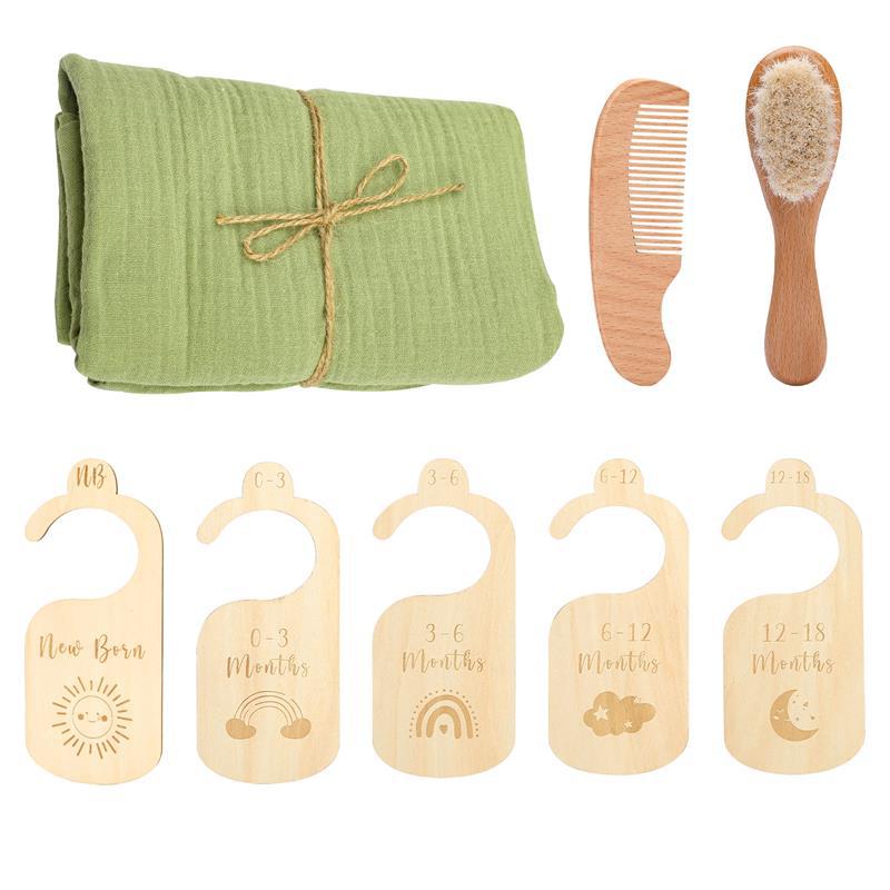 Baby Born Geschenkset Wollbürste Babyhautfreundliches Badetuch Geschenkbox für Babys ab einem Monat bis zu 100 Tagen