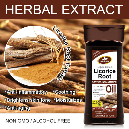 Süßholzwurzelöl, Kräuterextrakt, flüssiger Extrakt, aufhellendes Körperöl, extra aufhellende Hautpflege, 200 ml