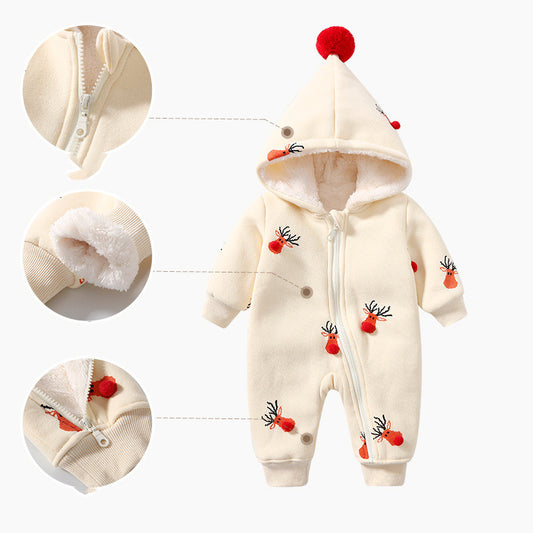 Khakifarbene, wattierte, warme Babykleidung, Krabbelkleidung für Babys