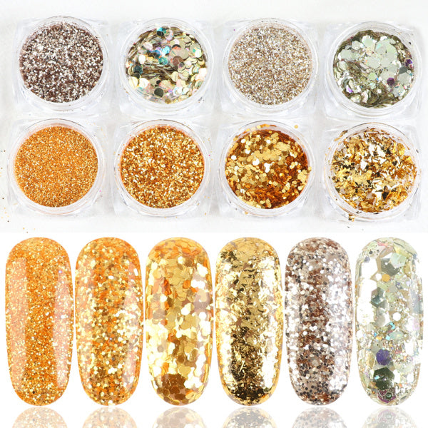 8er-Set Glitzer-Nagelpulverflocken