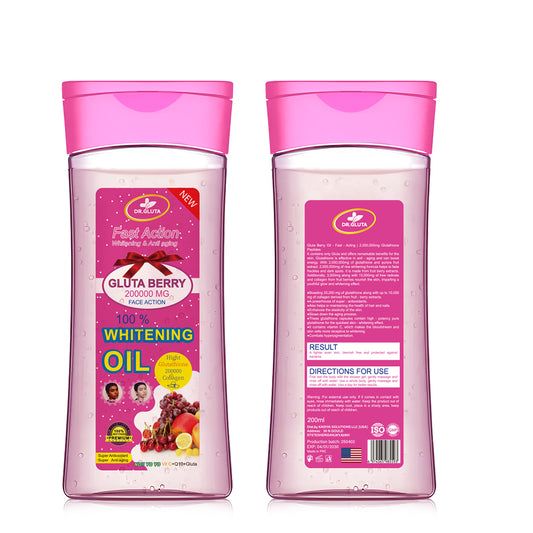 Glutathion-Aufhellungsöl, schnell wirkendes Aufhellungs- und Anti-Aging-Körperöl mit Frucht-Beeren-Kollagen, Hautpflege, 200 ml