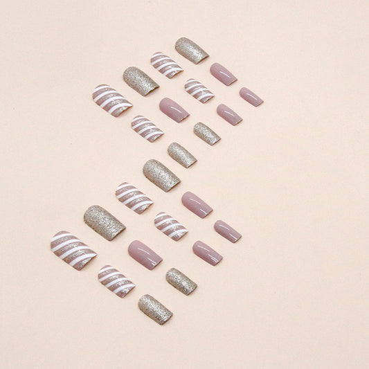 Champagne Christmas Twill Manicure Mid-length