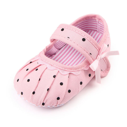Babyschuhe für Mädchen, niedliche Prinzessinnenschuhe mit Polka-Dots, rutschfest
