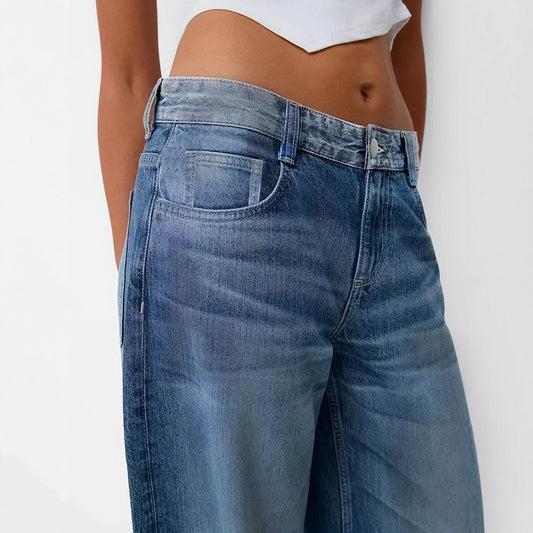 Summer Thin, Loose-fit, Mid-rise, Figure-flattering Wide-leg Denim Jeans For Pear-shaped Figures