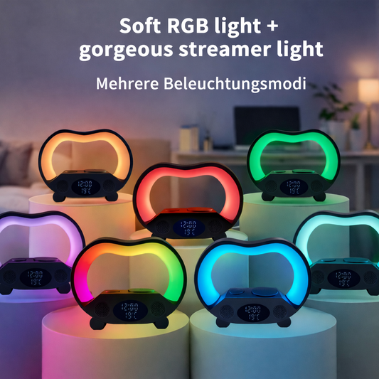 2024 New 6 In 1 Smart Remote Control Bluetooth-compatible Ambience Intelligent LED Table Lamp Multi-function Wireless Charger Night Light Bluetooth-compatible Speaker