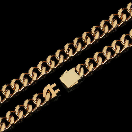 Edelstahl-Armband im kubanischen Kettenstil mit Diamant-Federverschluss, vierseitig geschliffen